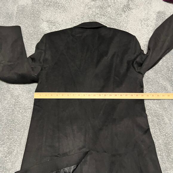 Jos A Bank Mens 38 Overcoat Topcoat Trench Coat Jacket Black 3 Button Wool Blend - Picture 5 of 11